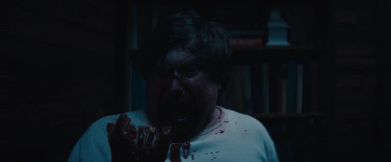 It drags him around the hall, but he still doesn't see what it is. It drags him around the hall, but he still doesn't see what it is.