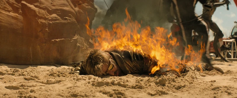 She sets him on fire a few times in protest. She sets him on fire a few times in protest.