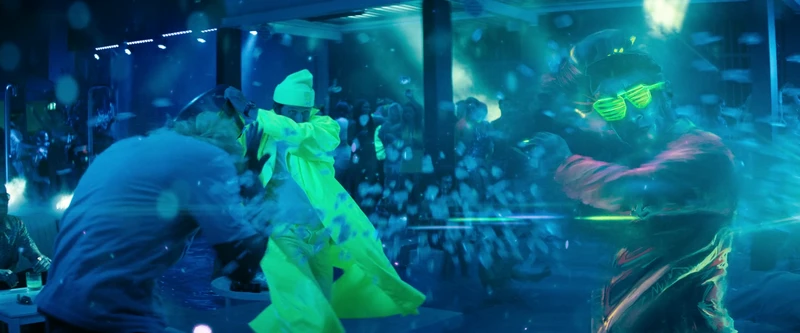 He starts with a drugged-out neon fight at the actor's favorite nightclub. He starts with a drugged-out neon fight at the actor's favorite nightclub.